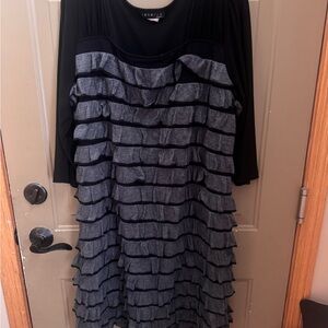 Black and Gray Ruffled Dress